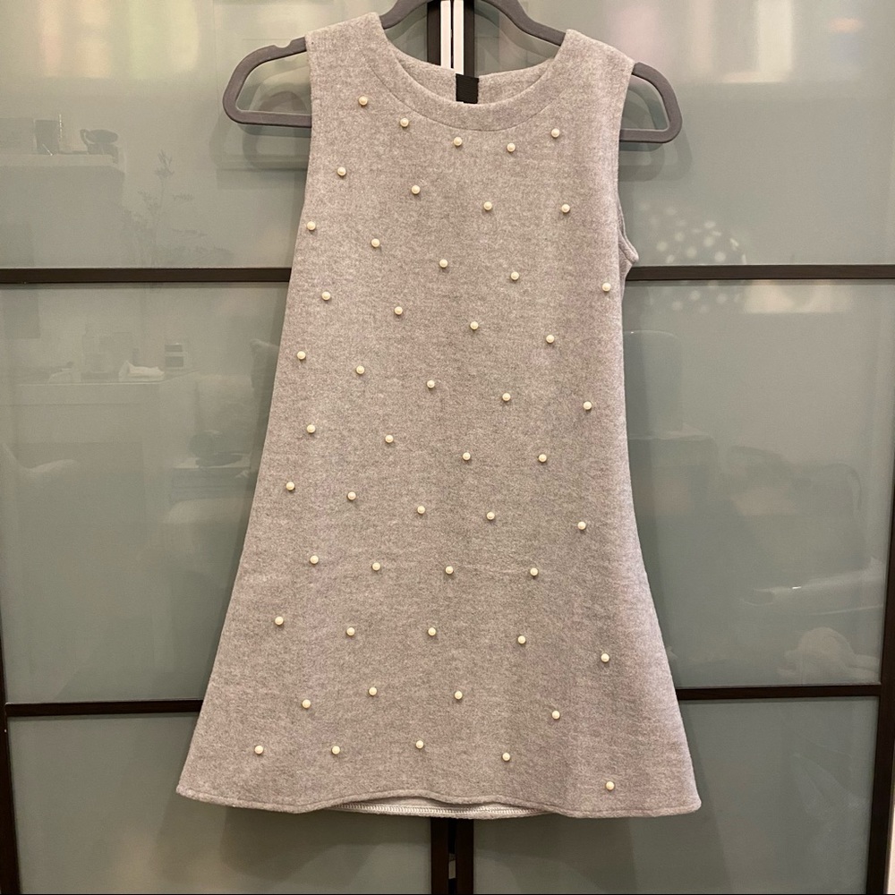 Brand New, Vintage Grey Dress with Cream Beads